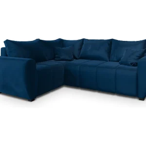 Hoekbank MADISON van fluweel met slaapfunctie Blau Hoekbank MADISON van fluweel met slaapfunctie Blau