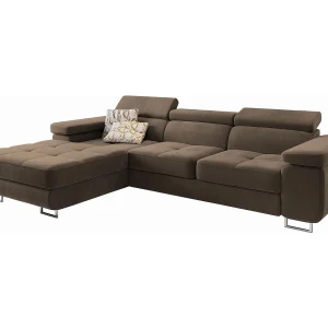 Hoekbank ELMA van fluweel met slaapfunctie Beige