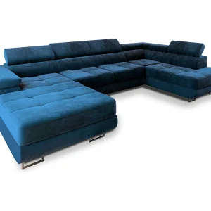 Hoekbank CASONE van fluweel met slaapfunctie Blau Hoekbank CASONE van fluweel met slaapfunctie Blau