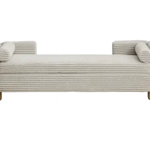 Grijze corduroy bedbank – Voor slaapkamer en hal Grijze corduroy bedbank – Voor slaapkamer en hal