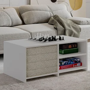 "Gord" Houten Salontafel – Wit 90 x 45 x 44 cm – Elegant Woonkamermeubel "Gord" Houten Salontafel – Wit 90 x 45 x 44 cm – Elegant Woonkamermeubel