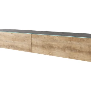 Moderne tv-meubel 180 cm voor de woonkamer – 2-deurs, greeploos, matte afwerking, staand of hangend, matera / kastanje breslau Moderne tv-meubel 180 cm voor de woonkamer – 2-deurs, greeploos, matte afwerking, staand of hangend, matera / kastanje breslau