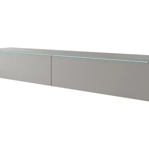 Moderne tv-meubel 180 cm voor de woonkamer – 2-deurs, greeploos, matte afwerking, staand of hangend, palladium grijs Moderne tv-meubel 180 cm voor de woonkamer – 2-deurs, greeploos, matte afwerking, staand of hangend, palladium grijs