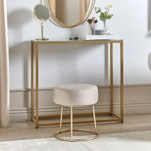 Hocker DELCO Fluweel Lichtbeige Hocker DELCO Fluweel Lichtbeige