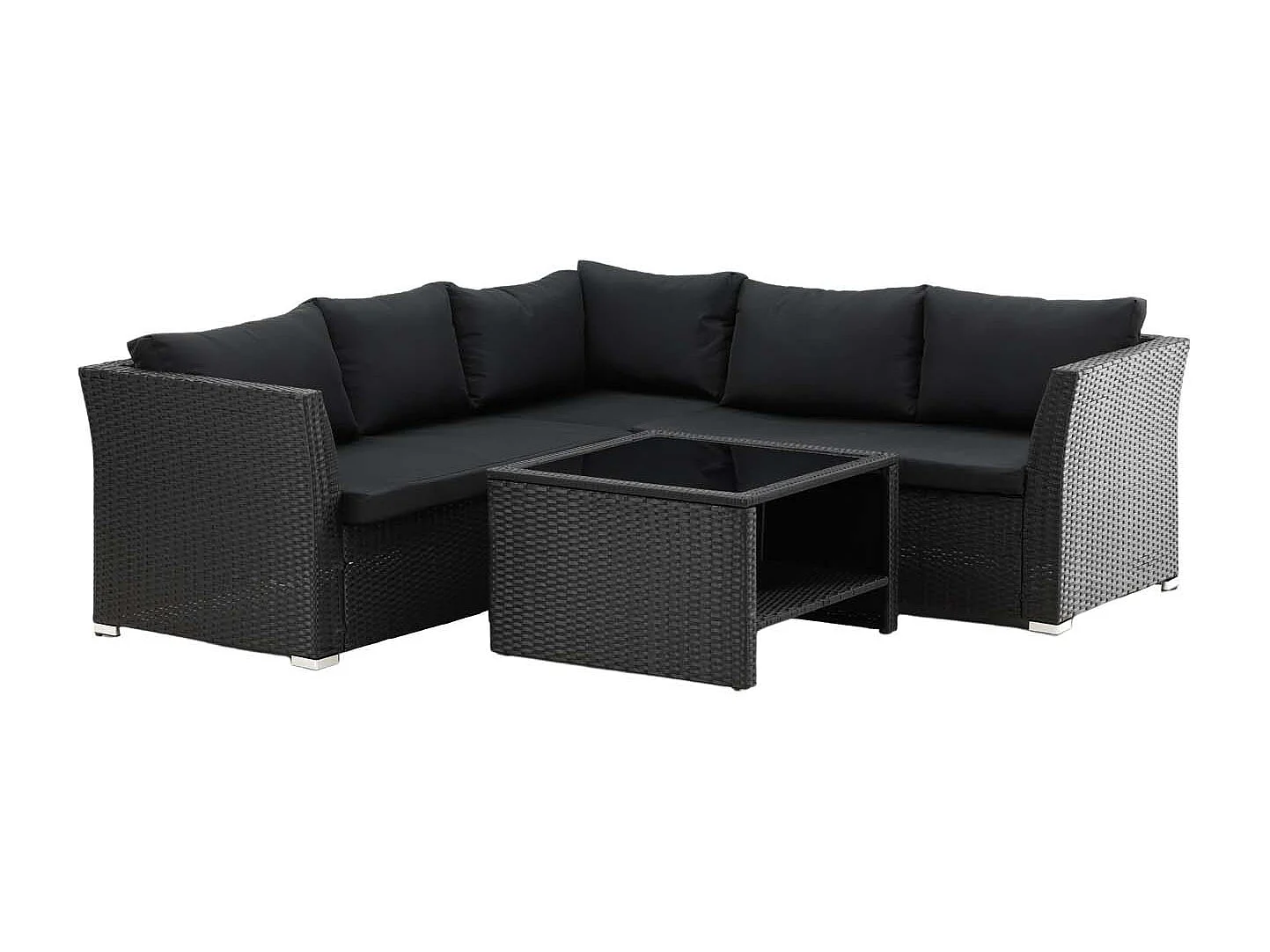 Haiti loungeset 4 delen zwart.