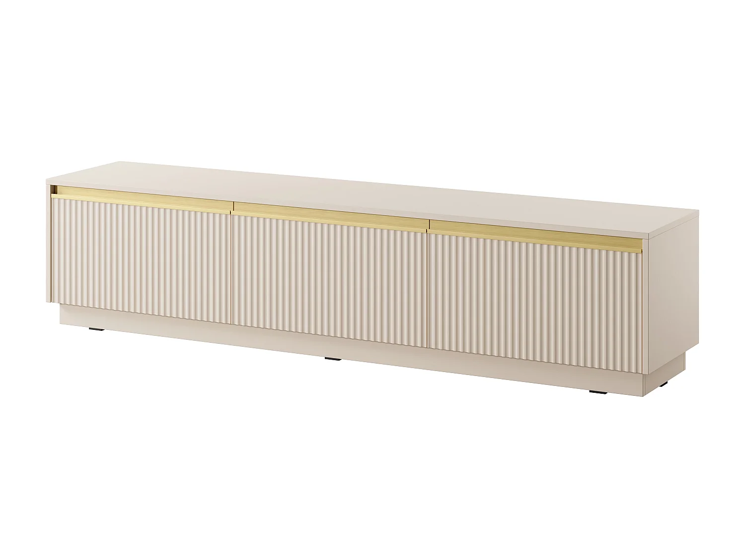 Hangend / staand TV-meubel Baron 180 cm, geribbelde fronten, beige