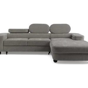 Hoekbank LOVE L rechts met slaapfunctie 124×210 chenille grijs