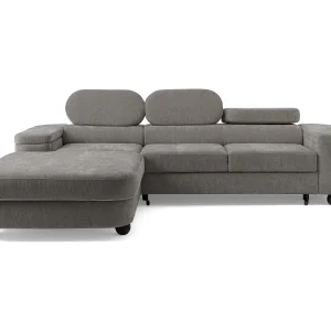 Hoekbank LOVE L links met slaapfunctie 124×210 chenille grijs