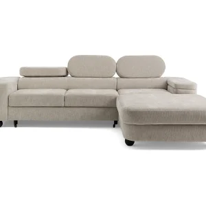 Hoekbank LOVE L rechts met slaapfunctie 124×210 chenille beige