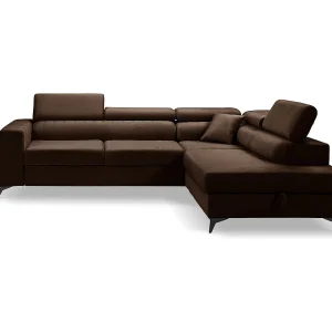 Hoekbank PIERO L links met slaapfunctie 125×195 velours bruin Hoekbank PIERO L links met slaapfunctie 125×195 velours bruin
