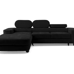 Hoekbank LOVE L links met slaapfunctie 124×210 chenille zwart