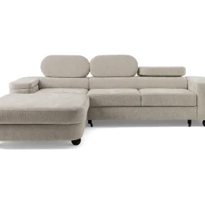 Hoekbank LOVE L links met slaapfunctie 124×210 chenille beige