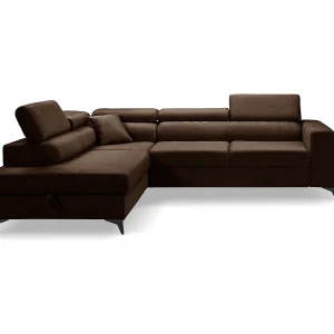 Hoekbank PIERO L links met slaapfunctie 125×195 velours bruin Hoekbank PIERO L links met slaapfunctie 125×195 velours bruin