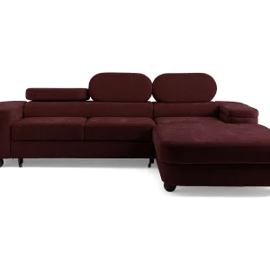 Hoekbank LOVE L rechts met slaapfunctie 124×210 chenille bordeaux