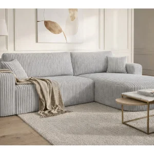 Hoekbank met slaapfunctie, koordstof Tilia, Grijs, Rechts, ROUND ONE XL Hoekbank met slaapfunctie, koordstof Tilia, Grijs, Rechts, ROUND ONE XL