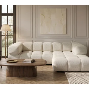 Hoekbank L-vorm, gestructureerde premiumstof Sonic, Beige, Rechts, Averro