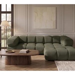 Hoekbank L-vorm, gestructureerde premiumstof Sonic, Groen, Rechts, Averro