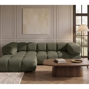 Hoekbank L-vorm, gestructureerde premiumstof Sonic, Groen, Links, Averro