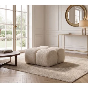 Hocker, poef, gestructureerde premiumstof Sonic, Beige, Averro Hocker, poef, gestructureerde premiumstof Sonic, Beige, Averro