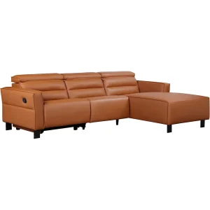 Hoekbank 3-zits met handmatige functie in PU leder cognac Hoekbank 3-zits met handmatige functie in PU leder cognac