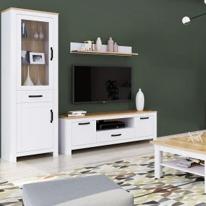 Highboard 64×199,5×41 cm wit eikenhout