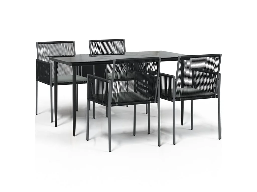 Giovanni Carlo 5-delige Tuinset met kussens poly rattan en staal zwart