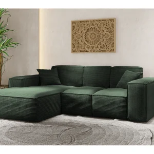 Hoekbank, L-vormige hoekbank, woonkamer, SIENA stof Poso bank, groen, links Hoekbank, L-vormige hoekbank, woonkamer, SIENA stof Poso bank, groen, links