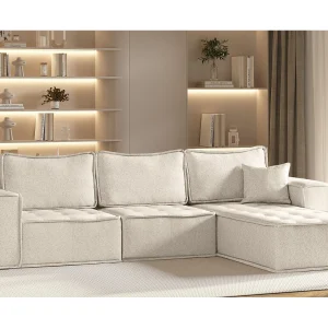 Hoekbank Bohoo Maxi L-vorm, stof Raven, lichtbeige, rechts Hoekbank Bohoo Maxi L-vorm, stof Raven, lichtbeige, rechts