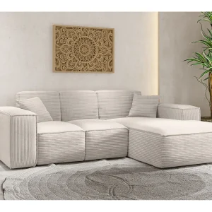 Hoekbank, L-vormige hoekbank, woonkamer, SIENA stof Poso bank, beige, rechts Hoekbank, L-vormige hoekbank, woonkamer, SIENA stof Poso bank, beige, rechts