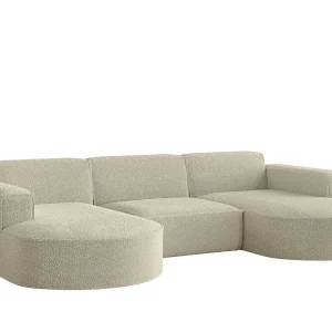 Hoekbank design, bank U-vorm MODENA stof Loop Beige