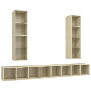 Grete Marie Tv-wandmeubelen 4 st bewerkt hout sonoma eikenkleurig Grete Marie Tv-wandmeubelen 4 st bewerkt hout sonoma eikenkleurig