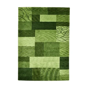 Handgeknoopt wollen tapijt in patchworkstijl  300×400 cm groen Domas