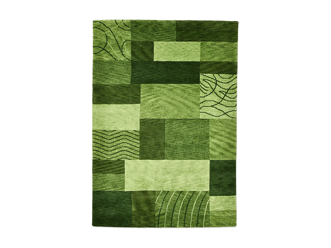 Handgeknoopt wollen tapijt in patchworkstijl 300x400 cm groen Domas