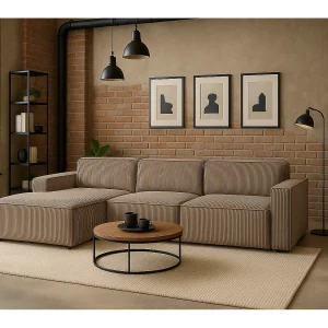 Hoekbank L-vormig Cursal, stof Poso, donkerbeige, links