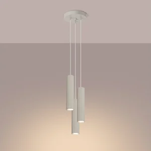 Hanglamp Gloow minimalistisch van – 3 lichtbronnen 3000K – L.19,5 x H.108 cm – beige Hanglamp Gloow minimalistisch van – 3 lichtbronnen 3000K – L.19,5 x H.108 cm – beige