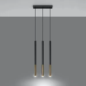 Hanglampen Flar modern van – 3 lichtbronnen 3000K – L.30 x H.90 cm – zwart goud Hanglampen Flar modern van – 3 lichtbronnen 3000K – L.30 x H.90 cm – zwart goud