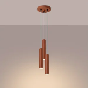 Hanglamp Toris zolder van  – 3 lichtbronnen 3000K – L.19,5 x H.108 cm – rode oker