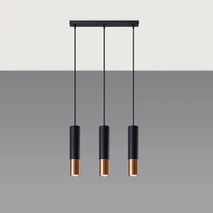 Hanglampen Zarpex modern van – 3 lichtbronnen 4000K – L.45 x H.90 cm – zwart/koper Hanglampen Zarpex modern van – 3 lichtbronnen 4000K – L.45 x H.90 cm – zwart/koper