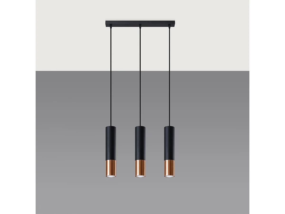 Hanglampen Zarpex modern van - 3 lichtbronnen 4000K - L.45 x H.90 cm - zwart/koper