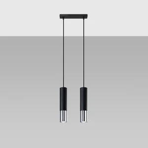Hanglampen Zarpex modern van – 2 lichtbronnen 4000K – L.30 x H.90 cm – zwart/chroom Hanglampen Zarpex modern van – 2 lichtbronnen 4000K – L.30 x H.90 cm – zwart/chroom