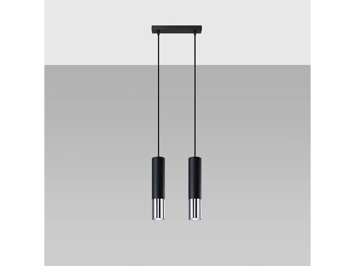 Hanglampen Zarpex modern van - 2 lichtbronnen 4000K - L.30 x H.90 cm - zwart/chroom