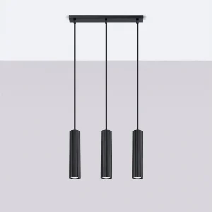 Hanglamp Gloow minimalistisch van – 3 lichtbronnen 4000K – L.45 x H.98 cm – zwart Hanglamp Gloow minimalistisch van – 3 lichtbronnen 4000K – L.45 x H.98 cm – zwart