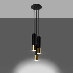 Hanglampen Zarpex modern van – 3 lichtbronnen 3000K – L.20 x H.90 cm – zwart goud Hanglampen Zarpex modern van – 3 lichtbronnen 3000K – L.20 x H.90 cm – zwart goud