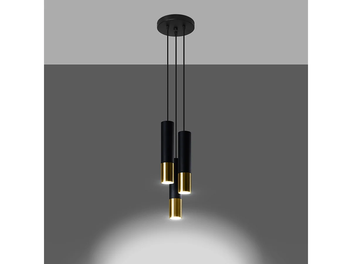 Hanglampen Zarpex modern van - 3 lichtbronnen 3000K - L.20 x H.90 cm - zwart goud