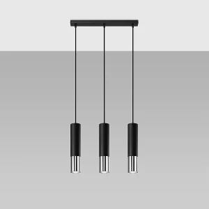 Hanglampen Zarpex modern van – 3 lichtbronnen 4000K – L.45 x H.90 cm – zwart/chroom Hanglampen Zarpex modern van – 3 lichtbronnen 4000K – L.45 x H.90 cm – zwart/chroom