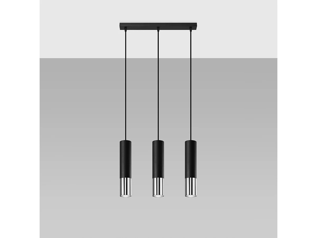 Hanglampen Zarpex modern van - 3 lichtbronnen 4000K - L.45 x H.90 cm - zwart/chroom