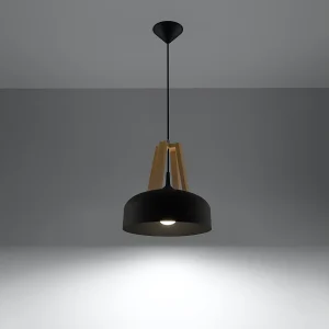 Hanglampen Solivo modern van – 1 lichtbronnen 3000K – L.30 x H.85 cm – zwart/natuurlijk hout Hanglampen Solivo modern van – 1 lichtbronnen 3000K – L.30 x H.85 cm – zwart/natuurlijk hout
