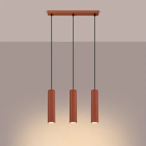 Hanglamp Gloow minimalistisch van – 3 lichtbronnen 3000K – L.45 x H.98 cm – rode oker Hanglamp Gloow minimalistisch van – 3 lichtbronnen 3000K – L.45 x H.98 cm – rode oker