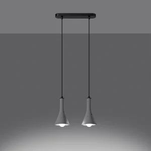 Hanglampen Lum modern van – 2 lichtbronnen 3000K – L.34 x H.113 cm – grijs Hanglampen Lum modern van – 2 lichtbronnen 3000K – L.34 x H.113 cm – grijs