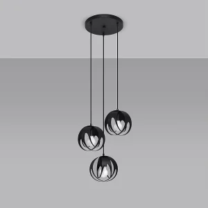 Hanglampen Brive modern van  – 3 lichtbronnen 4000K – L.30 x H.117 cm – zwart
